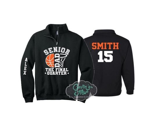 Discover Personalized Senior Basketball Dad Quarter-Zip | Basketball Quarter-Zip