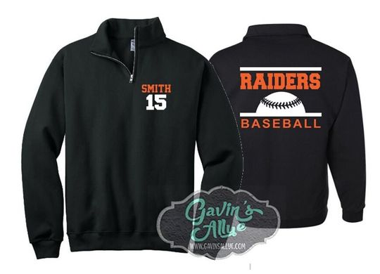 Personalized Baseball Quarter-Zip | Baseball Shirt | Baseball Shirts | Quarter-Zip
