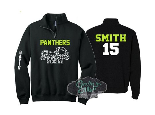 Discover Personalized Glitter Football Mom Quarter-Zip | Glitter Football Quarter-Zip | Somebody's Loud Mouth Football Mama