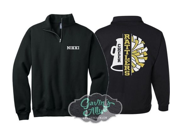 Personalized Glitter Cheer Quarter-Zip | Glitter Cheer Quarter-Zip | Cheer Bling | Cheer Shirts