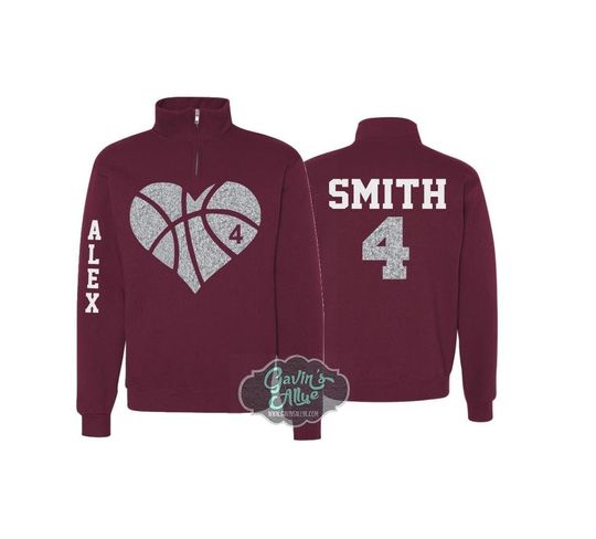 Discover Personalized Glitter Basketball Mom Quarter-Zip