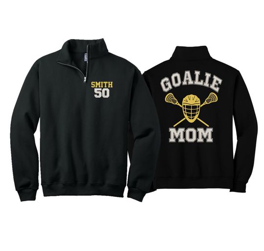 Personalized Glitter Lacrosse Quarter-Zip, Goalie Mom Shirt Pullover, Custom Lax Shirt