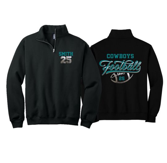 Personalized Football Quarter-Zip | Glitter Football Quarter-Zip Sweatshirt | Football Spiritwear