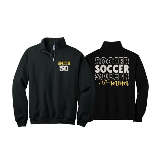Personalized Glitter Soccer Mom Quarter-Zip Pull over | Soccer Shirt | Custom Soccer Tee