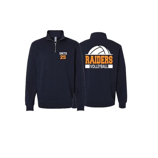 Personalized Glitter Volleyball Quarter-Zip | Volleyball Pullover | Customize Colors Quarter-Zip