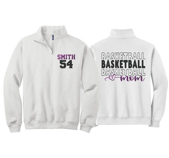 Discover Personalized Glitter Basketball Mom Quarter-Zip | Glitter Basketball Quarter-Zip