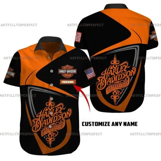 Discover Customize Name Haarleyy Davidson Hawaiian Shirt, Casual Shirt For Men