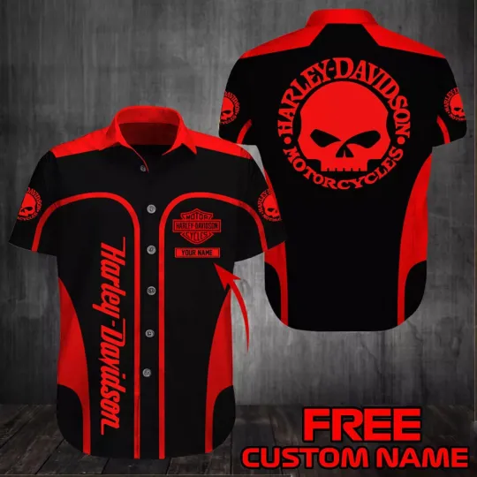 Discover Haarleyy Davidson 3D Hawaiian Shirt Custom Any Name Racing Party Aloha Tee