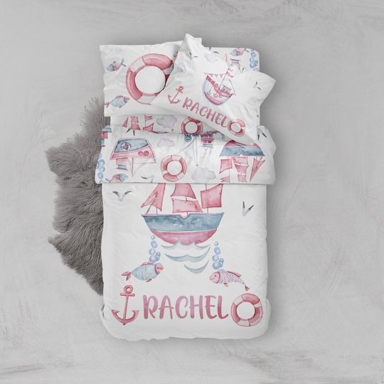 Discover Organic Cotton Nautical Girl Bedding Set: Sailor Duvet Cover