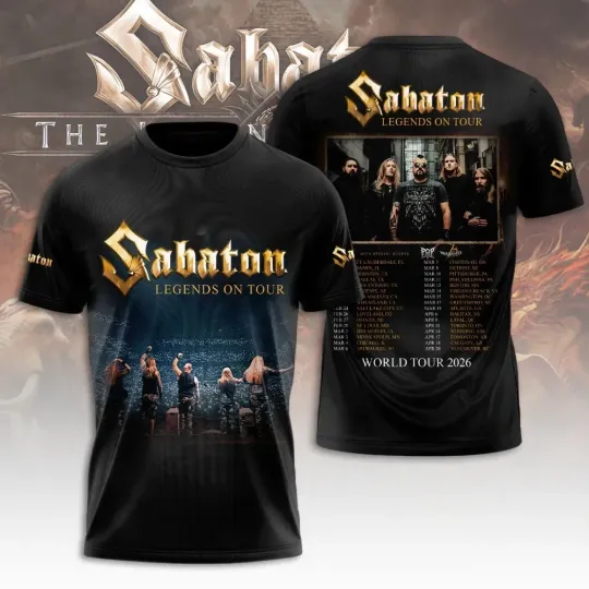Discover Sabaton Legends On Tour World Tour 2026 AOP 3D T-Shirt