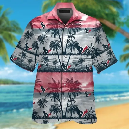 Discover Houston Football Short Sleeve Button Up Tropical Hawaiian Shirt VER025