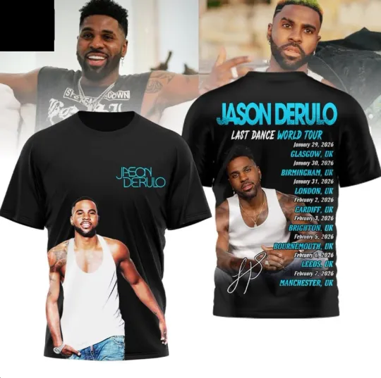 Discover Jason Derulo Last Dance World Tour 2026 Celebrating 3D T-Shirt