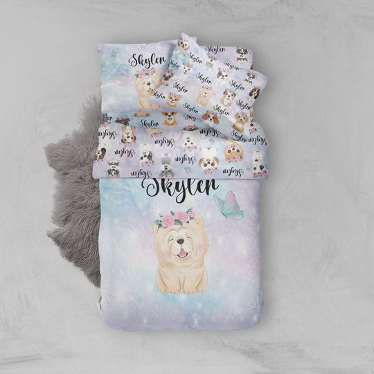 Discover Samoyed Puppy Bedding Set: Organic Cotton Duvet Cover & Sheet