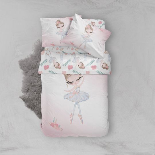 Discover Personalized Ballerina Bedding Set: Organic Cotton Duvet Cover