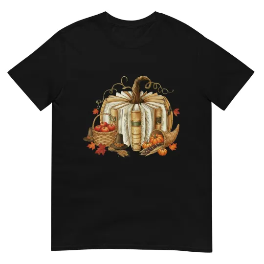 Discover Book Pumpkin Fall Reading Thanksgiving Teacher Librarian T-Shirt