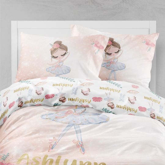 Discover Personalized Ballerina Bedding Set: Organic Cotton Duvet Cover