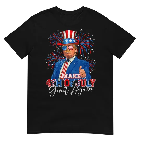 Discover Make 4th Of July Great Again Patriotic Firework Donald Trump T-Shirt