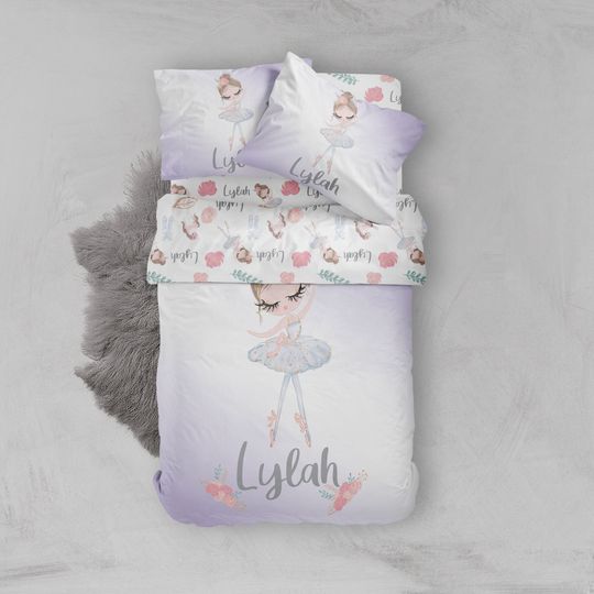 Discover Personalized Ballerina Bedding Set: Organic Cotton Duvet Cover
