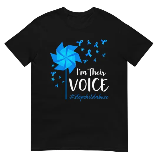 Discover Child Abuse Prevention Awareness I'm Their Voice Pinwheel T-Shirt