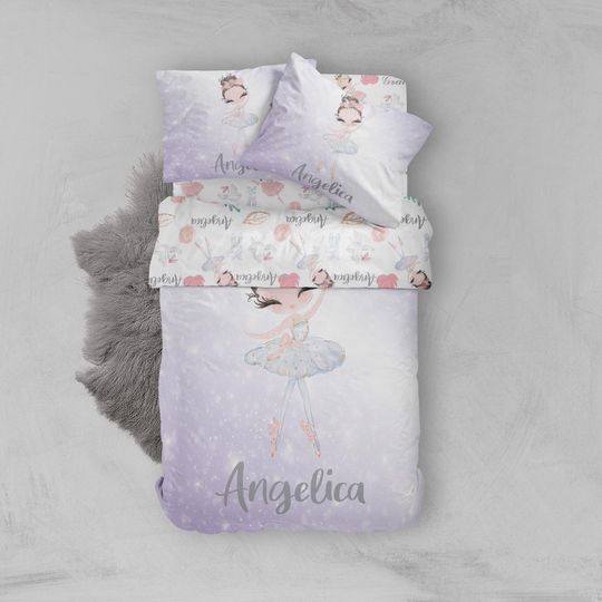 Discover Personalized Ballerina Bedding Set: Organic Cotton Duvet Cover