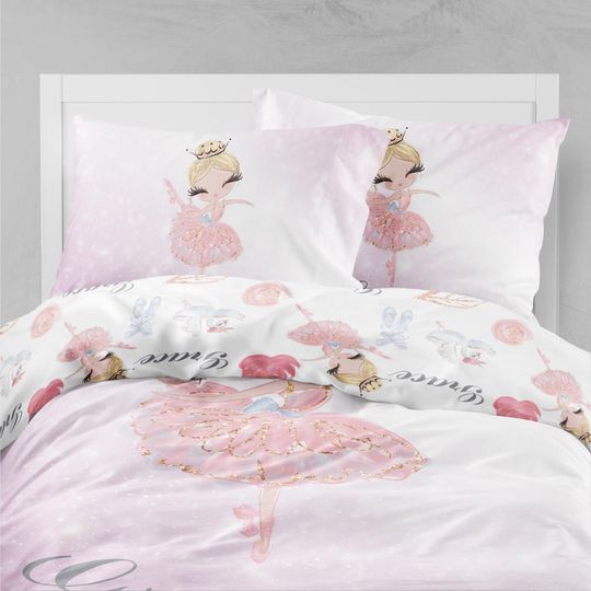 Discover Personalized Ballerina Bedding Set: Organic Cotton Duvet Cover