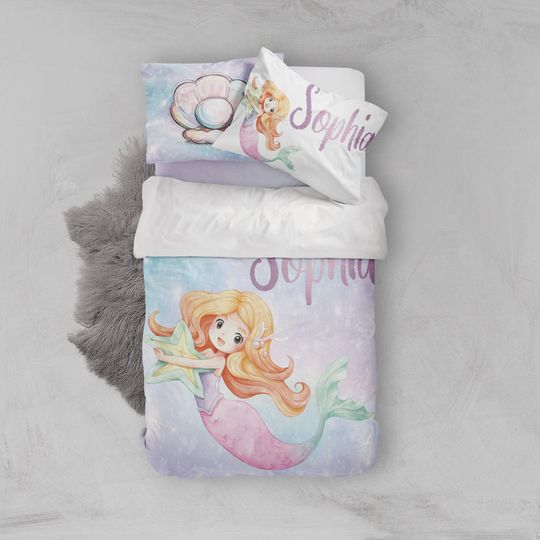Discover Organic Cotton Mermaid Bedding Set: Toddler Duvet, Pillowcase