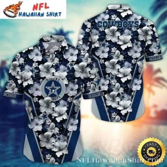 Discover Dallas Cowboys Chic Blossom Tropical Floral Noir Fantasy Hawaiian Shirt