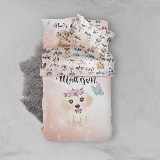 Discover Dog Lover Bedding Set: Organic Cotton Puppy Duvet Cover