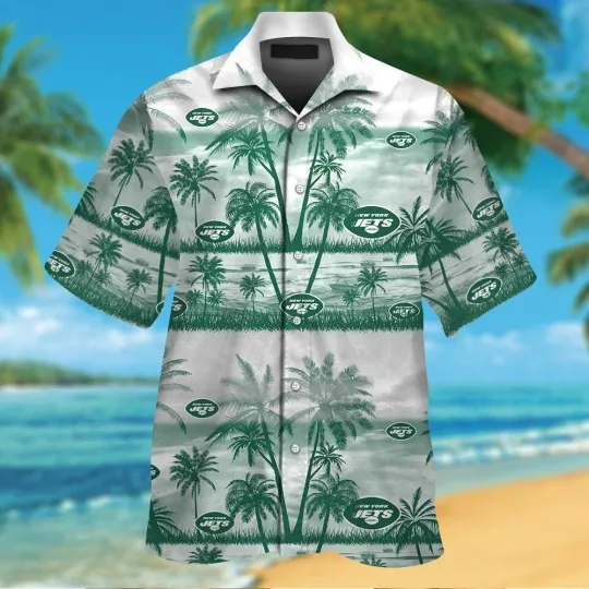 Discover New York Jets Short Sleeve Button Up Tropical Hawaiian Shirt VER025
