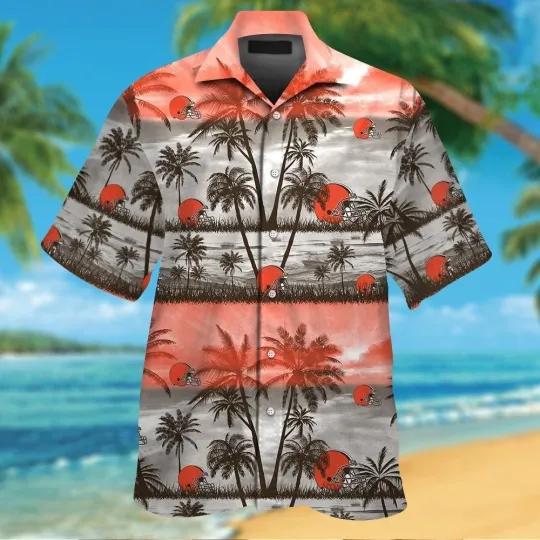 Discover Cleveland Browns Short Sleeve Button Up Tropical Hawaiian Shirt VER025