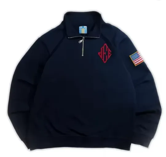 Discover Jeffrey Epstein Quarter Zip Navy Blue Sweatshirt