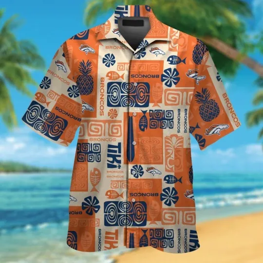 Discover Denver Football Short Sleeve Button Up Tropical Hawaiian Shirt VER012