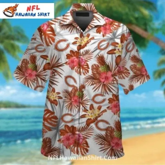 Discover Chicago Football Floral Tropical With Pineapple Theme Aloha Hawaiian Shirt
