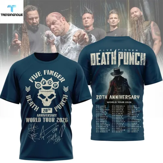 Five Finger Death Punch 20Th Anniversary World Tour 2026 3D Shirt