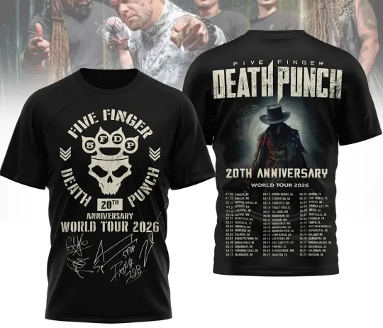 Five Finger Death Punch 20Th Anniversary World Tour 2026 Shirt
