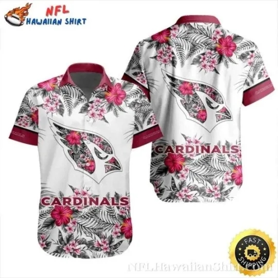 Discover Arizonna Football With Pink Flora Accents Aloha Endzone White Hawaiian Shirt