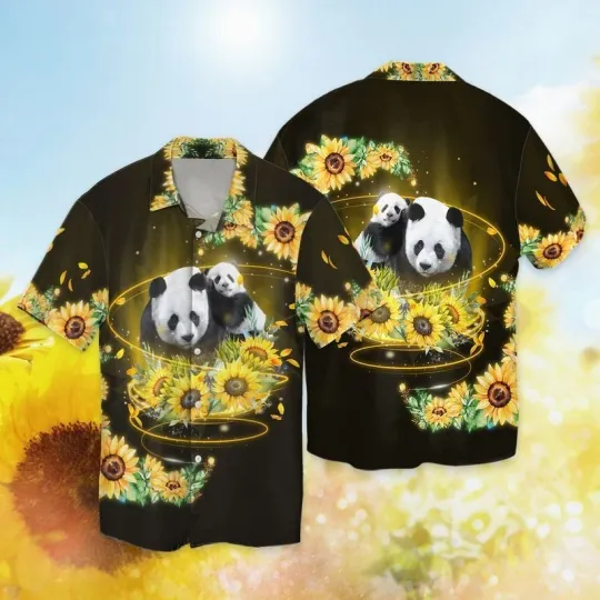 Discover Panda With Sunflowers Hawaiian Shirt