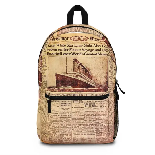 Discover Vintage Newspaper Print Titanic Sinking Backpack