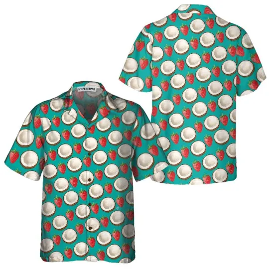 Discover Strawberry And Coconut Pattern Hawaiian Shirt Strawberry Shirt For Me