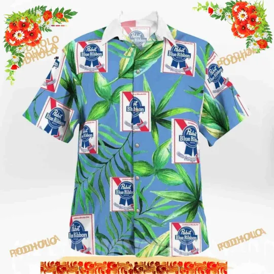 Pabst Blue Ribbon Beer Hawaiian Shirt, Gift For Beach Trip Aloha Shirt