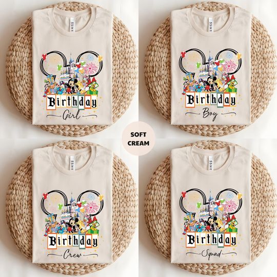 Discover Custom Disney Birthday Shirt, Matching Birthday Girl Boy Tee, Disney Birthday Squad Crew T-Shirt, Magical Celebration Outfit
