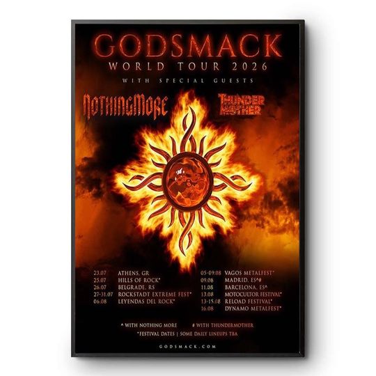 Godsmack World Tour 2026 Poster Print Rock Band Art Music Wall Decor