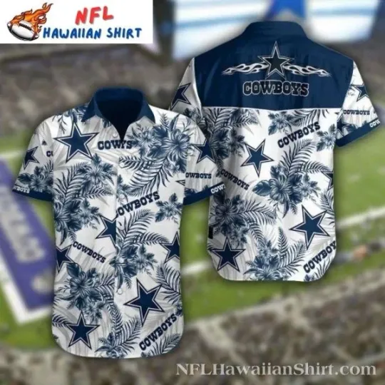 Discover Dallas Football Classic Palm Fronds Hawaiian Shirt