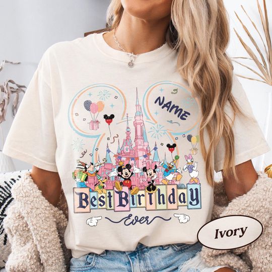 Discover Personalized Mickey and Friends Birthday Shirt, Disney Birthday 2026 Shirt, Disney Birthday Girl Shirt, Disney Best Birthday Ever Party Tee