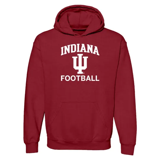 Discover Indiana Hoosiers Arch Logo Football Hoodie College Sweatshirt Cardinal