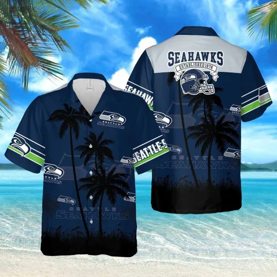 Discover Seattle Football Seahawkss Team Hawaiian Shirt Short Sleeve Adult