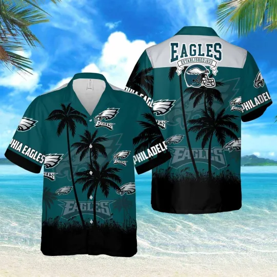 Discover Philadelphia Football Eagless Team Hawaiian Shirt Short Sleeve