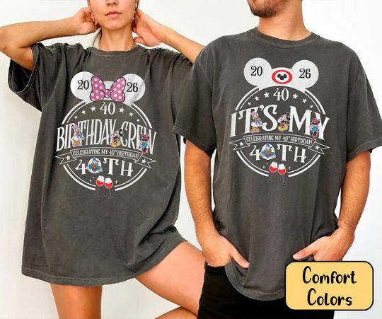 Personalized Disney It's My 40th Birthday Shirt, Disneyland Birthday Crew Trip, Custom Epcot Drinking Around the World, Magic Kingdom Tee