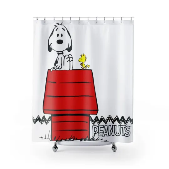 Discover Peanuts 75th Anniversary Inspired Snoopy Shower Curtains