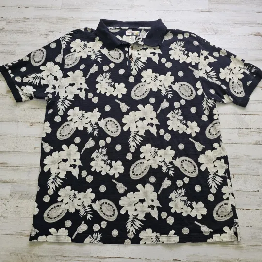 Discover Caribbean Joe Hawaiian Polo 3XL Floral Tropical GAMBLING Dice Roulette Las Vegas